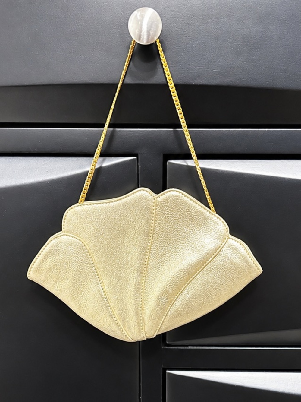 Rodo Gold Shell Clutch with Chain Strap